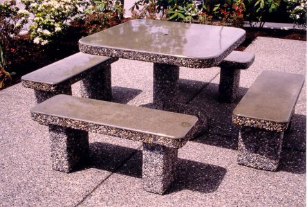 Classic Stone Square Patio Table Set, Stone Patio Furniture