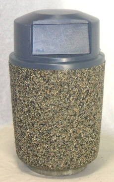 Round Concrete Garbage Can with Dome Lid