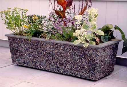 Narrow rectangle concrete planter